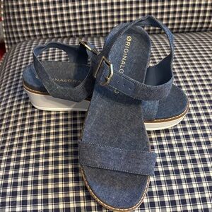 Cole Haan Grand flatform wedge Denim Sandals